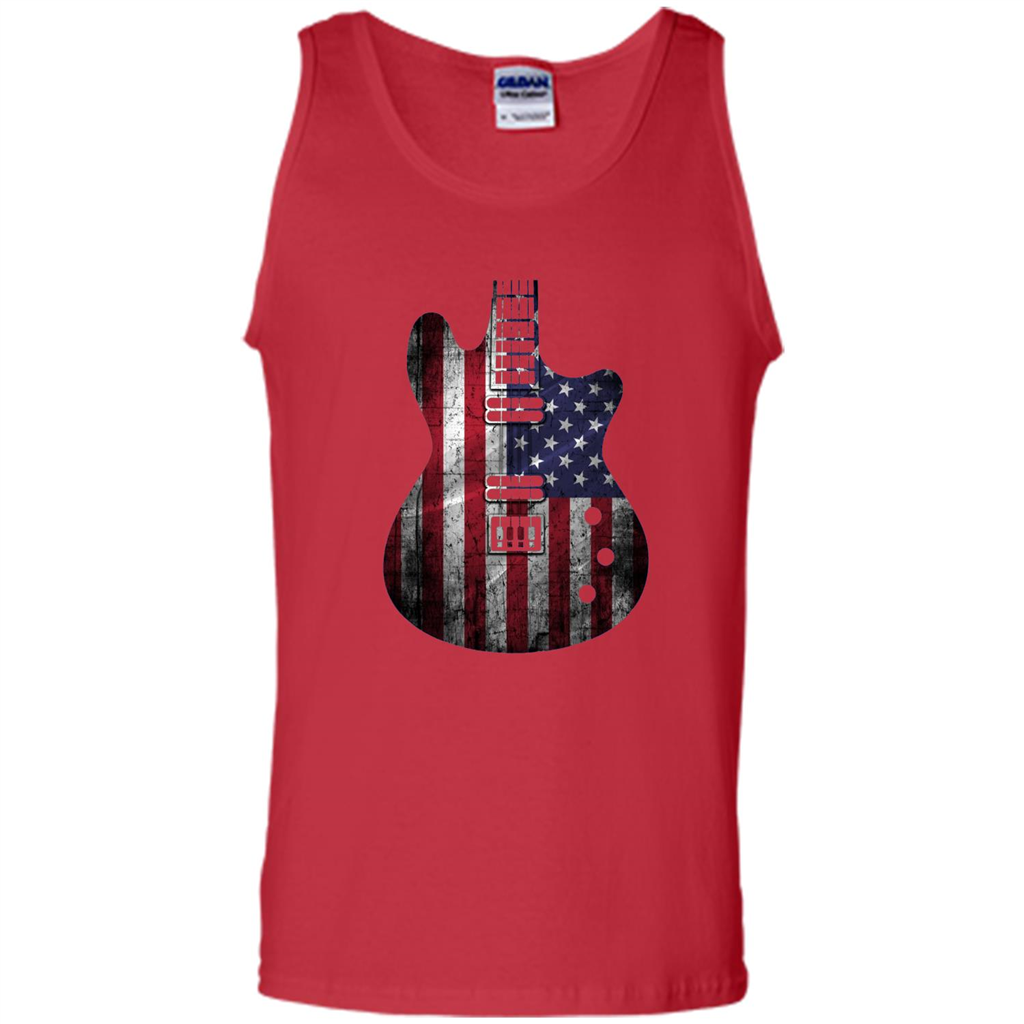 Independen Day T-shirt Guitar USA Flag Patriotic. 4th Of July T-shirt Red