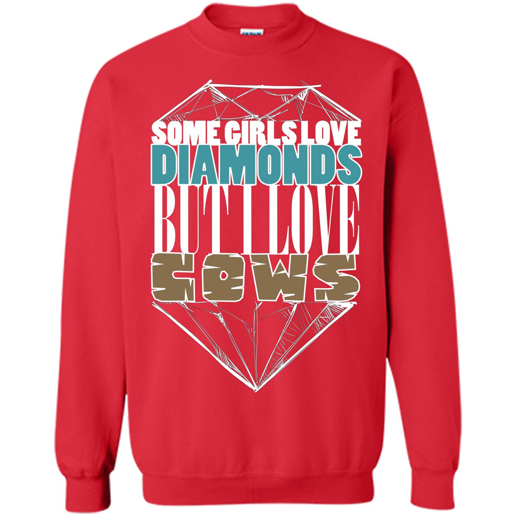 Cow Lovers T-shirt Some Girls Love Diamond But I Love Cows Red