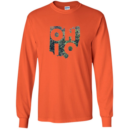 State Of Ohio T-Shirt Distressed with Trees Orange