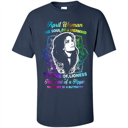 April Woman T-shirt The Heart Of A Hippie Navy