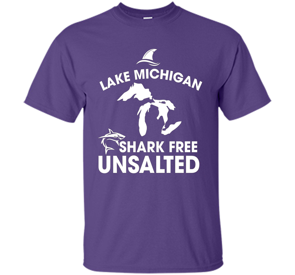 Lake Michigan T-Shirt Unsalted Shark Free Great Lakes T-shirt Purple