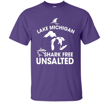 Lake Michigan T-Shirt Unsalted Shark Free Great Lakes T-shirt Purple