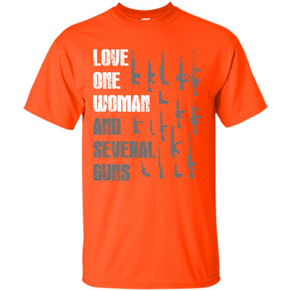 Gun T-shirt Love One Woman And Several Guns T-shirt Orange