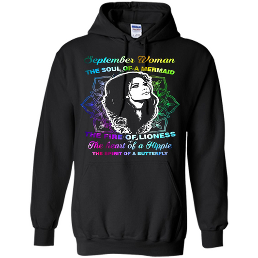 September Woman T-shirt The Heart Of A Hippie Black