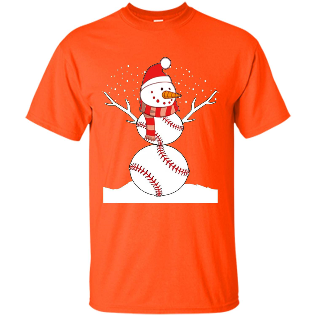 Cute Baseball Snowman Christmas T-Shirt Orange