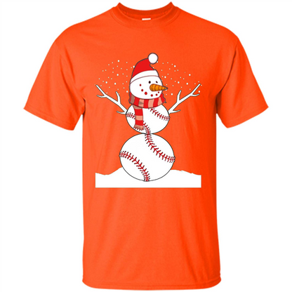 Cute Baseball Snowman Christmas T-Shirt Orange