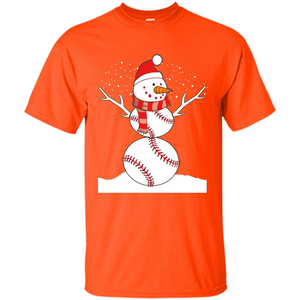 Cute Baseball Snowman Christmas T-Shirt