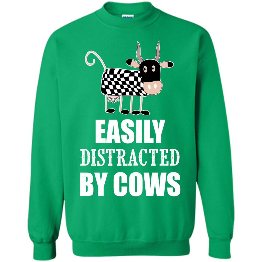 Cow T-shirt Easily Distracted By Cows T-shirt Irish Green