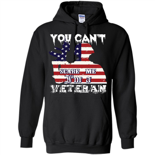 Military T-shirt You Can't Scare Me I'm A Veteran Black