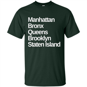 New York 5 Boroughs T-shirt Manhattan Bronx Queens Brooklyn Staten Island