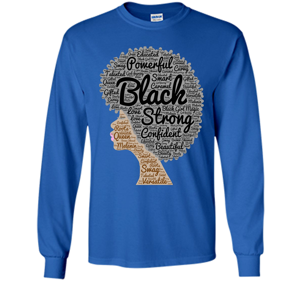Afro Word Art Natural Hair T-Shirt for Black Women shirt Royal
