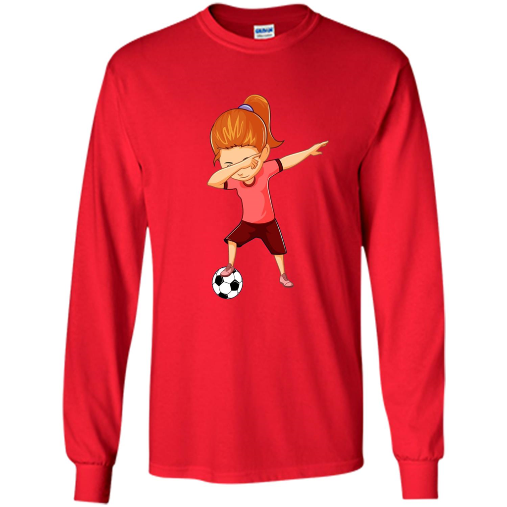 Soccer T-shirt For Girls Funny Dabbing Dab Dance Soccer Ball Red