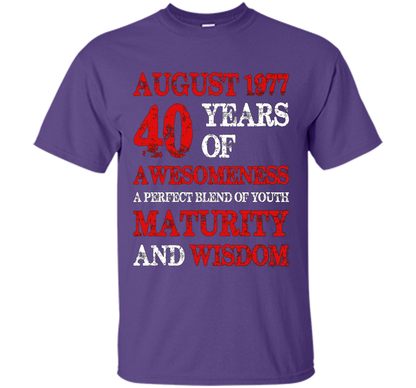 Vintage Limited August 1977 Edition - 40th Birthday Gift shirt Purple