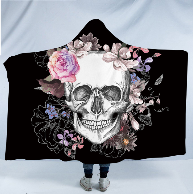 Hooded Blanket Fantastic Skull Collection 4 Version Skull Flower
