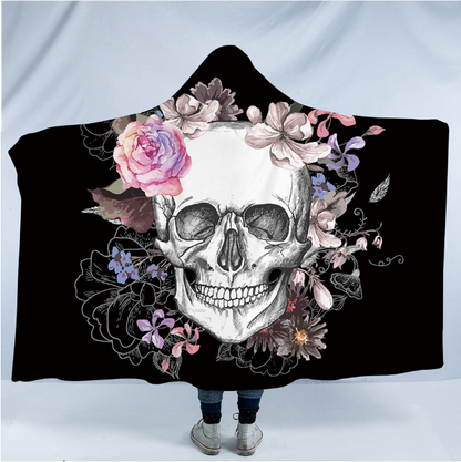 Hooded Blanket Fantastic Skull Collection 4 Version Skull Flower