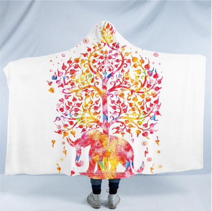 Hooded Blanket 3D Printed Elephant Collection 4 version Colorful Bohemian