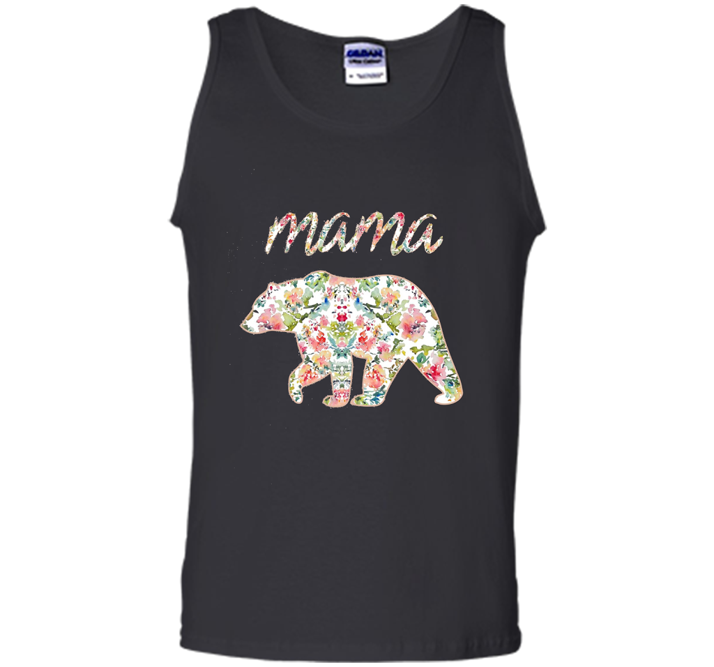 Mama Bear Floral Tee, Mom Graphic T-Shirt, Matching Family shirt Black
