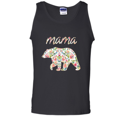 Mama Bear Floral Tee, Mom Graphic T-Shirt, Matching Family shirt Black