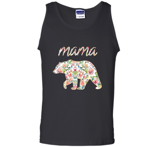 Mama Bear Floral Tee, Mom Graphic T-Shirt, Matching Family shirt Black