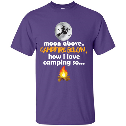 Halloween T-shirt Moon Above Campfire Below T-shirt Purple