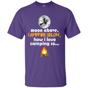 Halloween T-shirt Moon Above Campfire Below T-shirt