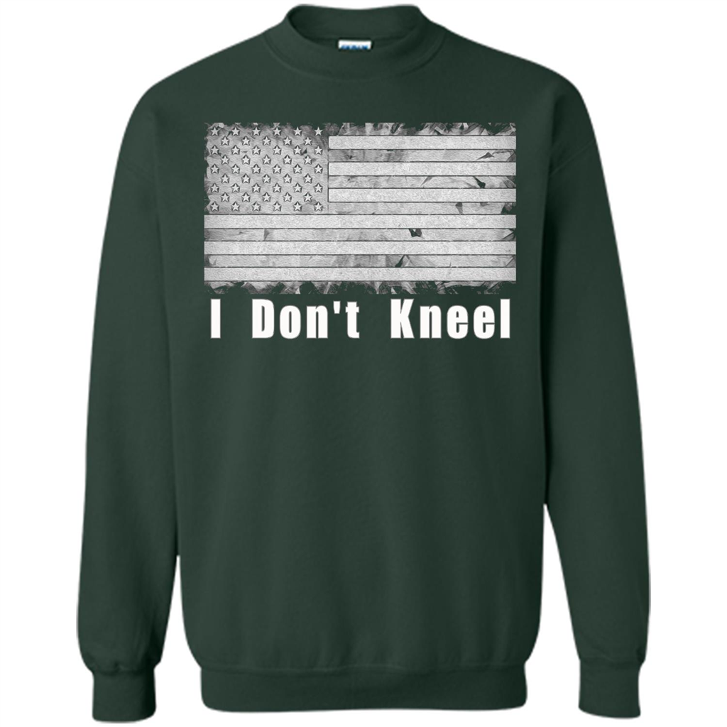 American T-shirt I Don't Kneel Patriotic American Flag Forest Green