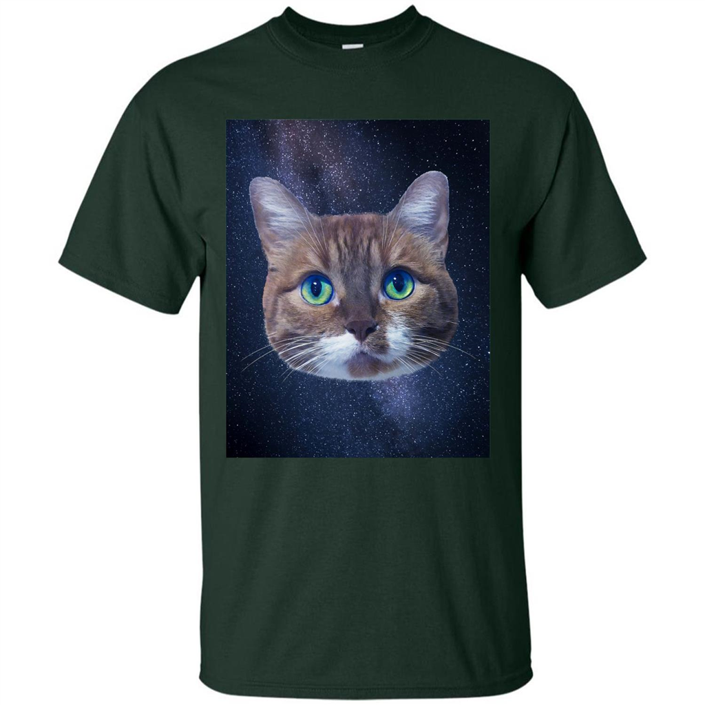 Galaxy Cat T-shirt Forest Green