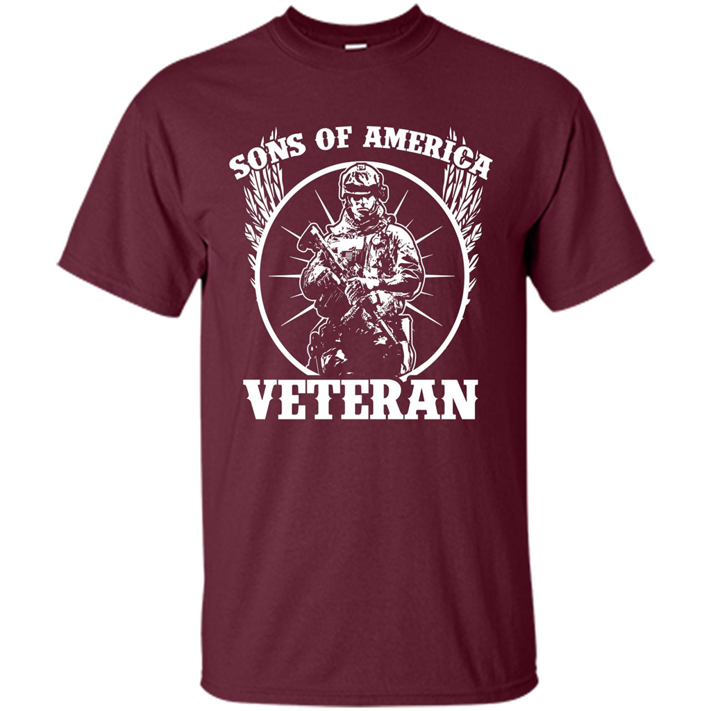 Military T-shirt Sons Of America Veteran Maroon