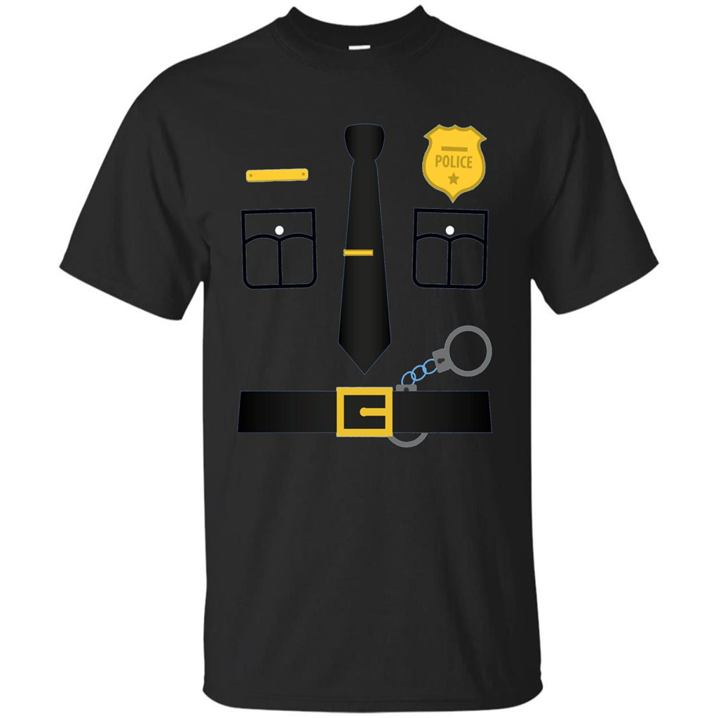 Policeman Costume T-Shirt Halloween Outfit T-shirt Black