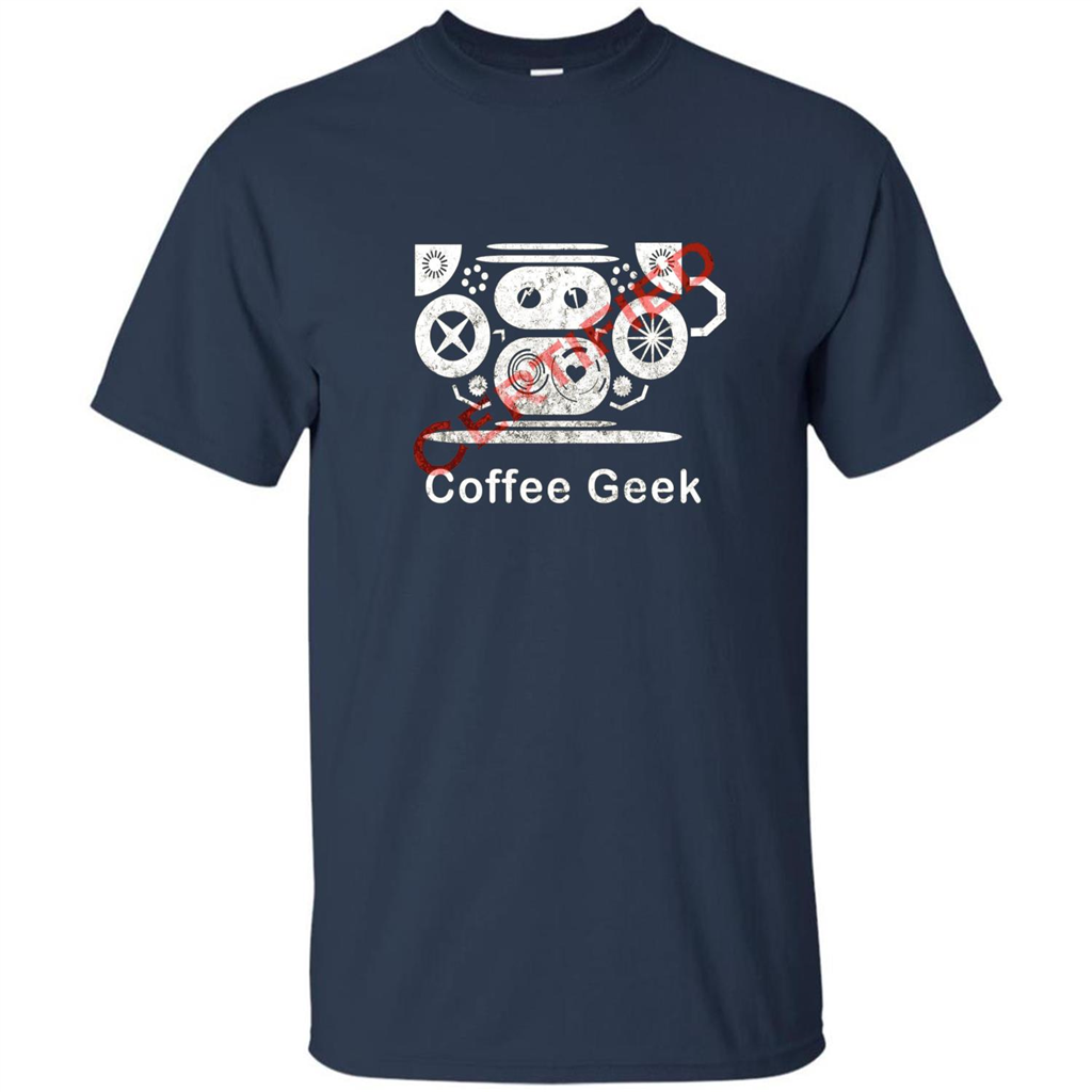 Coffee Lover T-shirt Certified Coffee Geek Navy