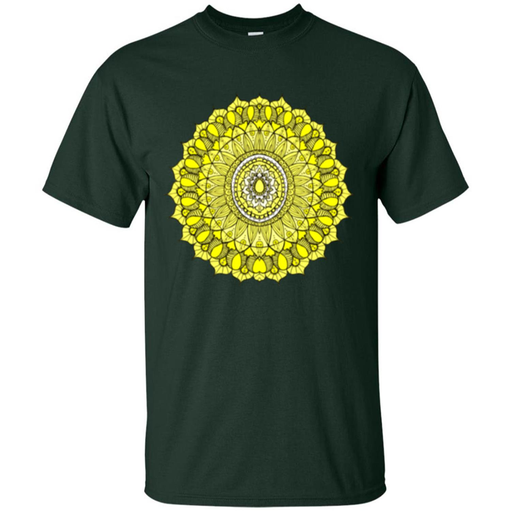 Yellow Sunshine Mandala T-shirt Forest Green