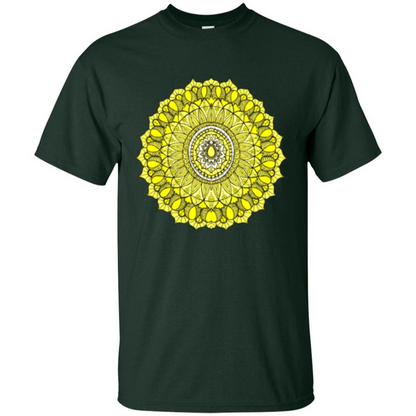 Yellow Sunshine Mandala T-shirt Forest Green