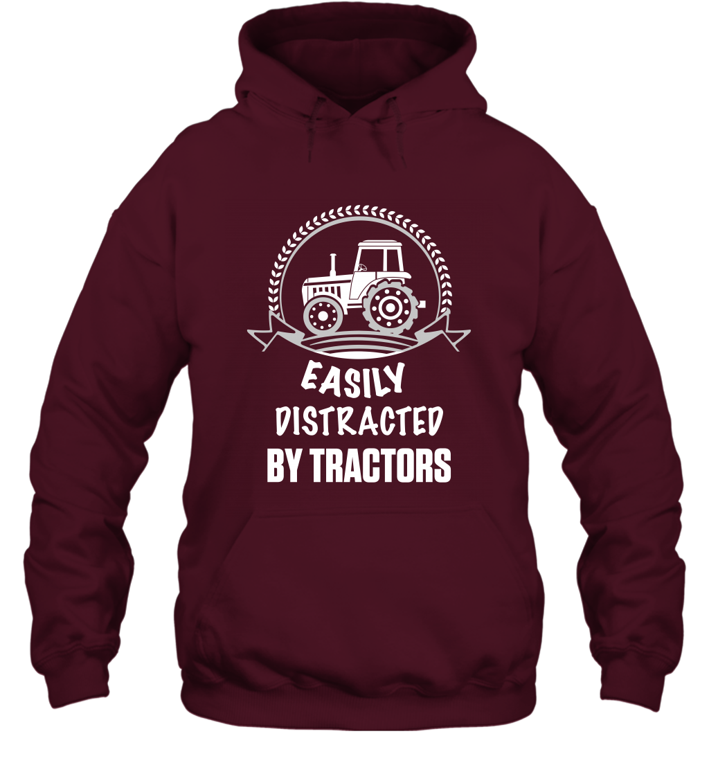 Easily Distracted By Tractors Shirt Hoodie Maroon