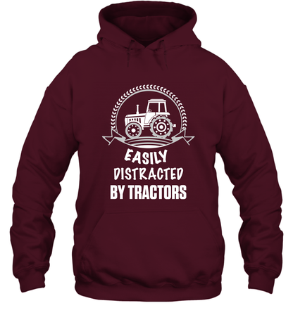 Easily Distracted By Tractors Shirt Hoodie Maroon