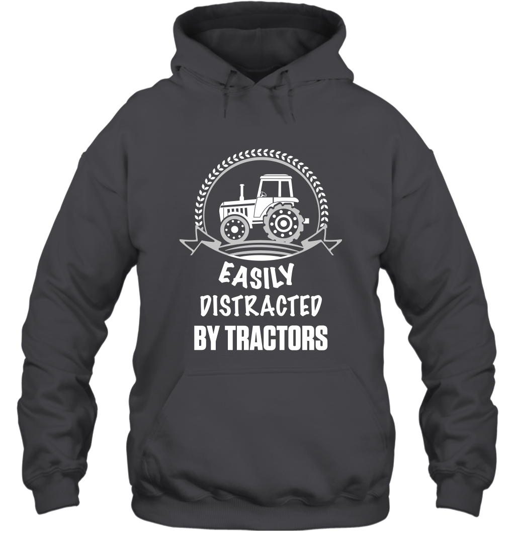 Easily Distracted By Tractors Shirt Hoodie Dark Heather