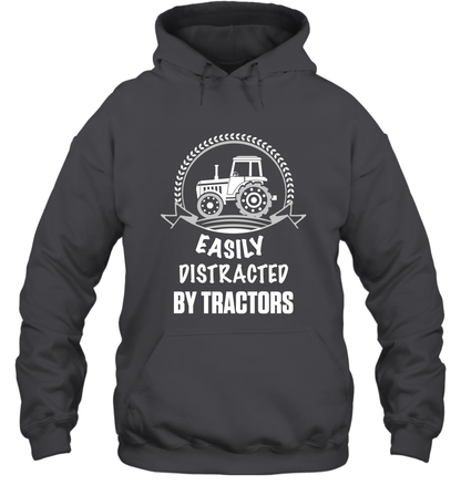 Easily Distracted By Tractors Shirt Hoodie Dark Heather