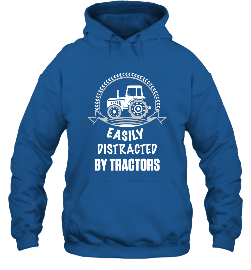 Easily Distracted By Tractors Shirt Hoodie Royal