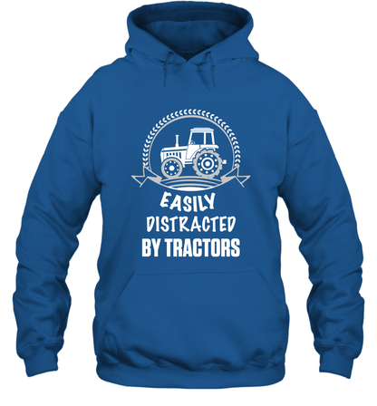 Easily Distracted By Tractors Shirt Hoodie Royal