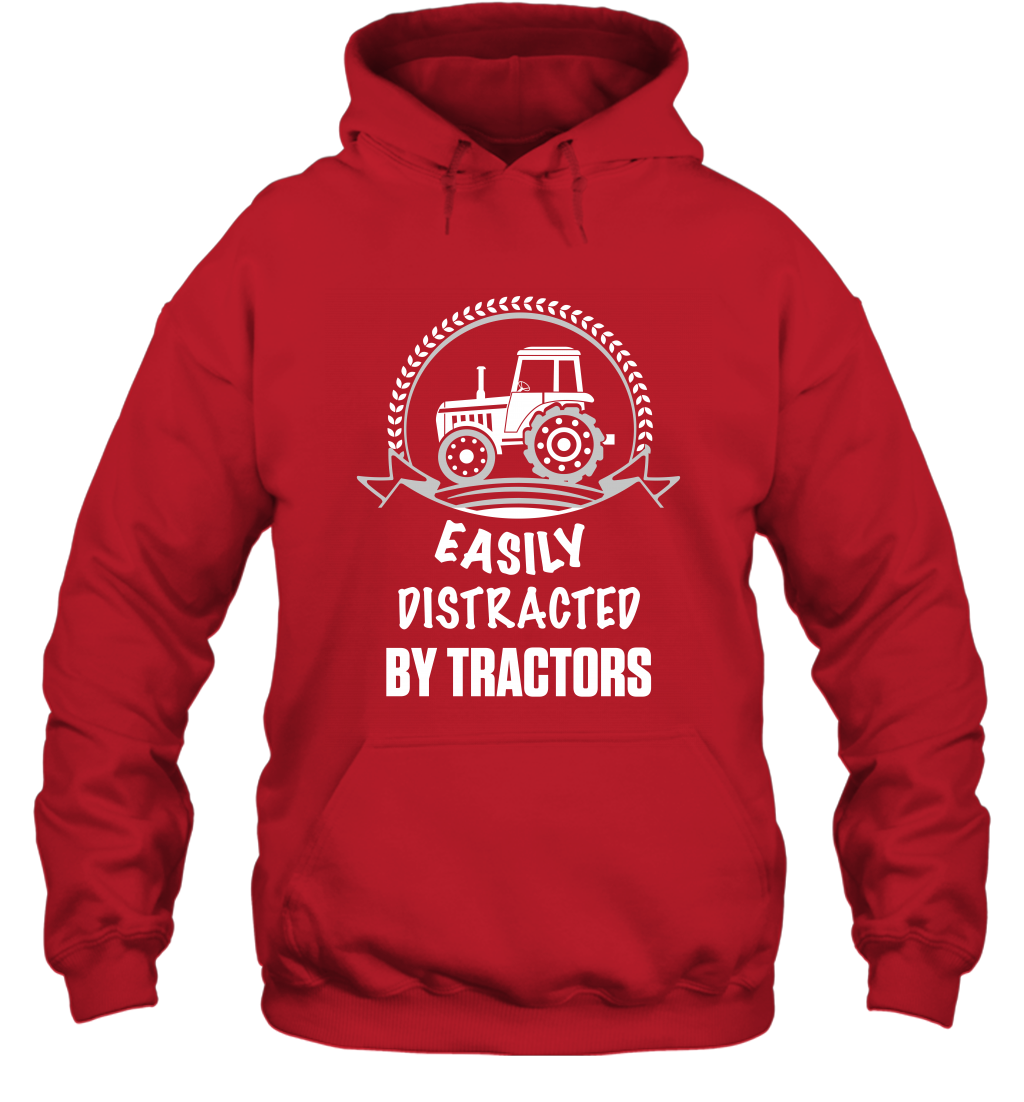Easily Distracted By Tractors Shirt Hoodie Red