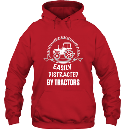 Easily Distracted By Tractors Shirt Hoodie Red