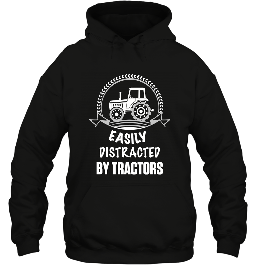 Easily Distracted By Tractors Shirt Hoodie Black