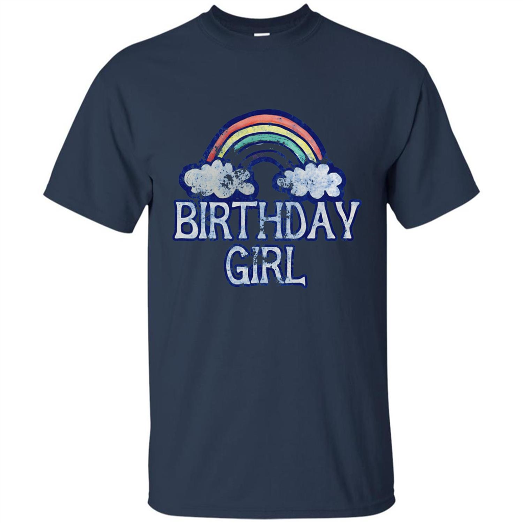 Birthday Girl Rainbow T-shirt Navy