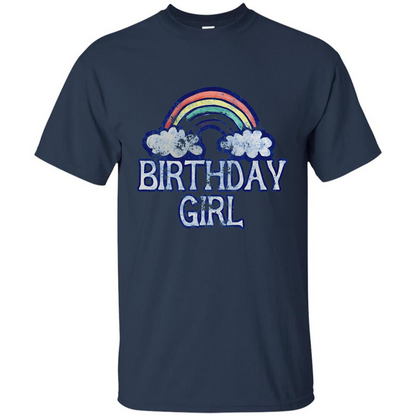 Birthday Girl Rainbow T-shirt Navy