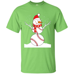 Cute Baseball Snowman Christmas T-Shirt