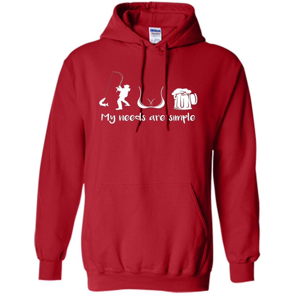 My Needs Are Simple T-shirt Funny Fishing Boobs Beer T-shirt Red