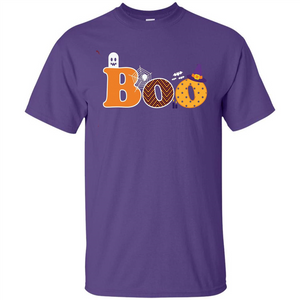 Boo Halloween T-Shirt With Ghost, Spider, Bat and Witch Hat