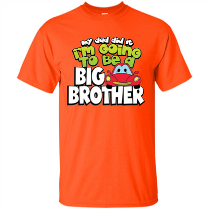 Car Brother T-shirt I'm Going To Be a Big Brother Orange