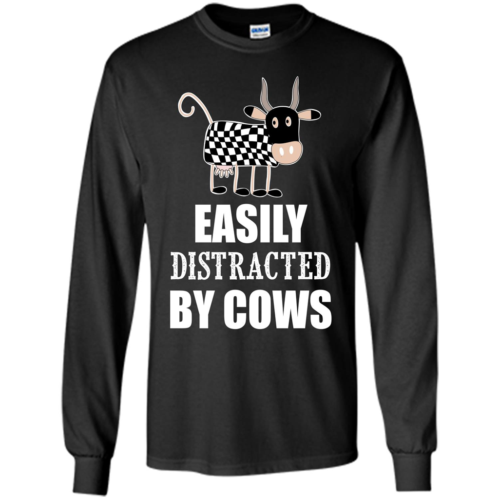 Cow T-shirt Easily Distracted By Cows T-shirt Black