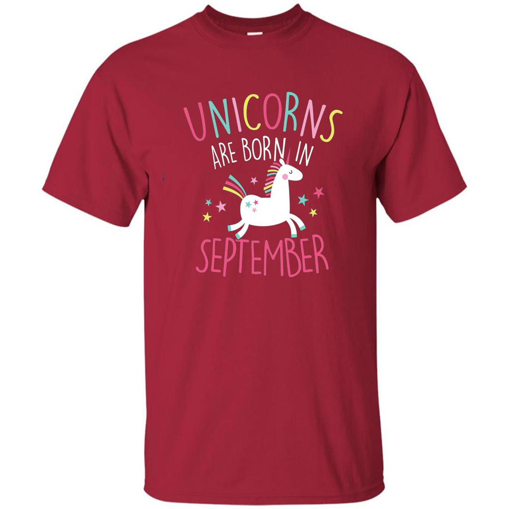 Unicorns Are Born In September Birthday T-Shirt Cardinal