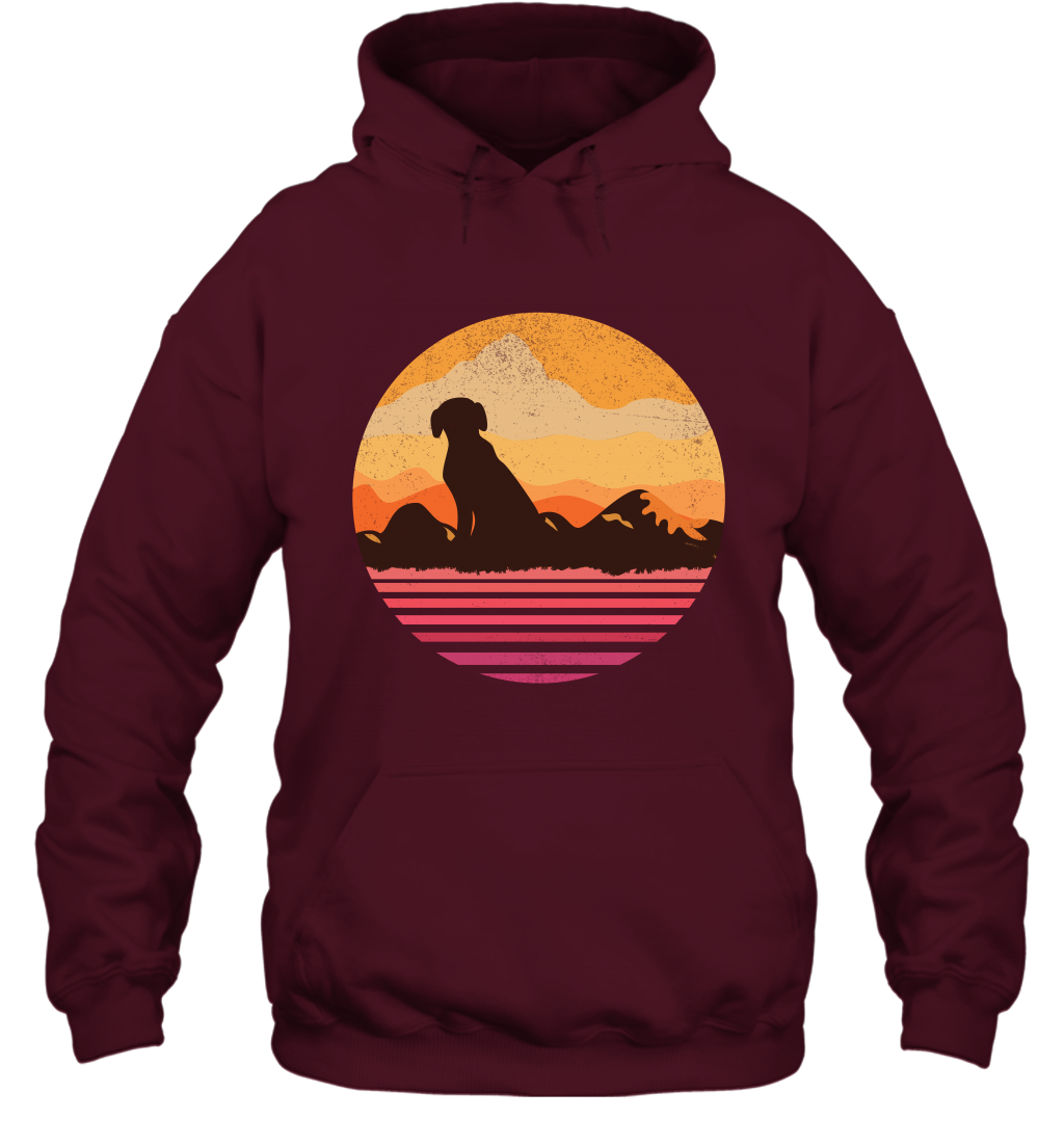 Dog In Sunset Vintage Shirt Hoodie Maroon